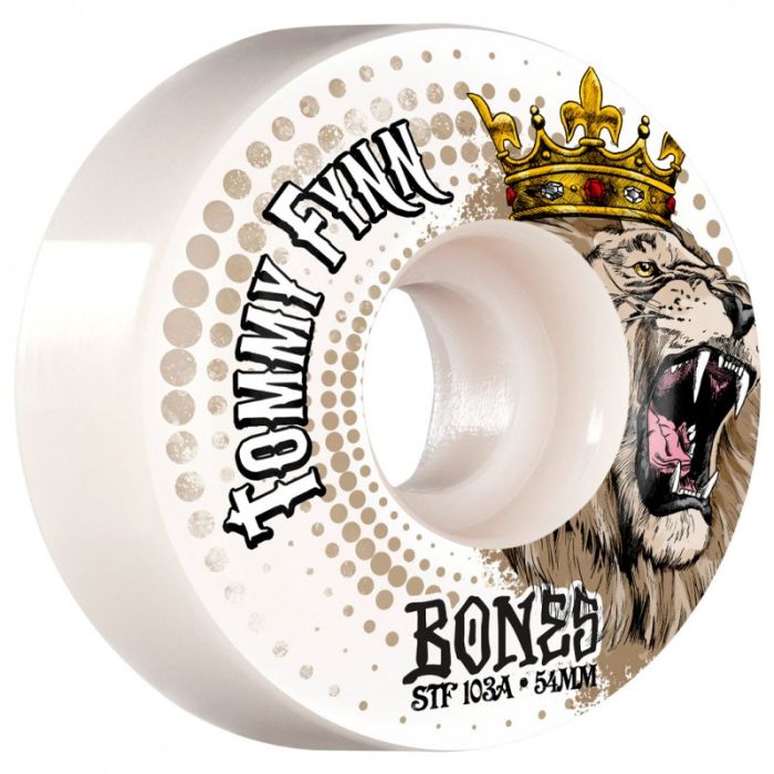 Ruedas de monopatin Bones Wheels STF V1 Bones Tommy Fynn Lion Heart 54mm. 103a. Color: Blanco 