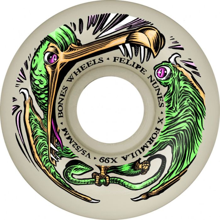 Bones Wheels Formula X V5 Felipe Nunes Dino-Sortas 52mm. 99a. White. (4 Ruedas)
