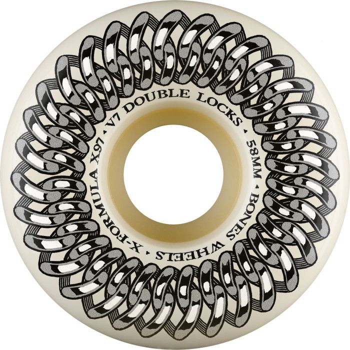 Ruedas de monopatín Bones Wheels X-Formula V7 Double Locks 58mm. 97a. White.
Color: Blanco.