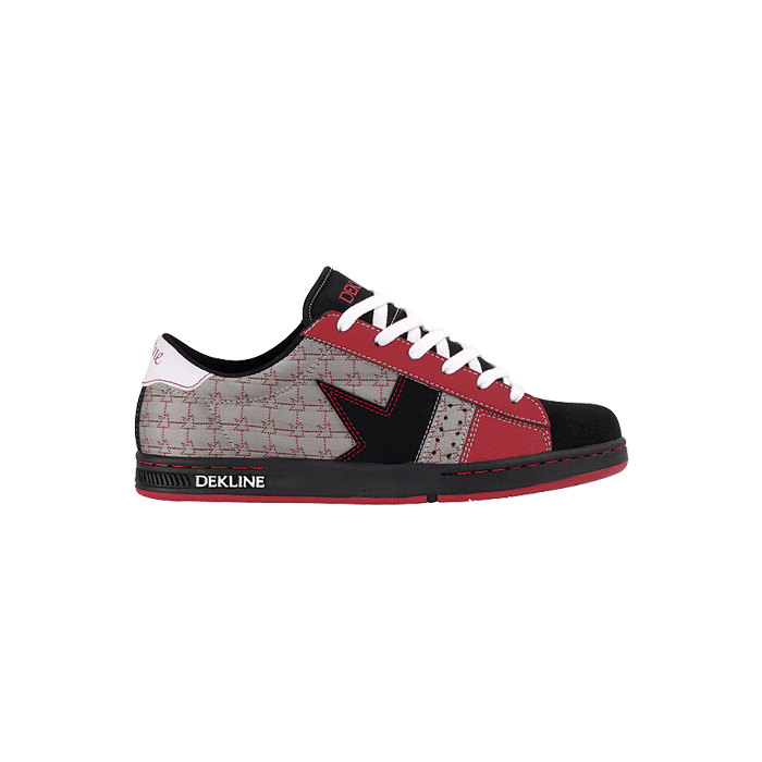 Zapatillas de monopatín Dekline Logan, Nego/ Rojo/ Gris/ Jacquard