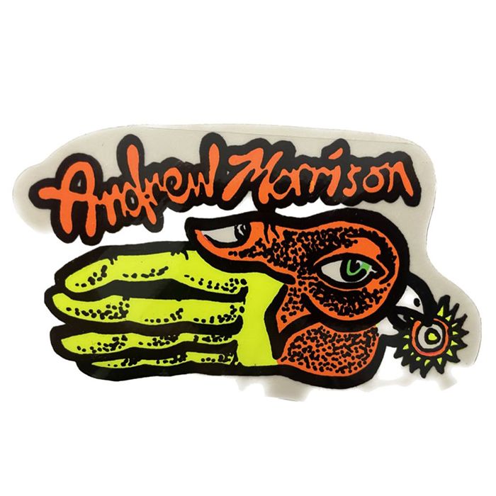 Adhesivo New Deal NOS Andrew Morrison Hand. Color: Naranja/Amarillo