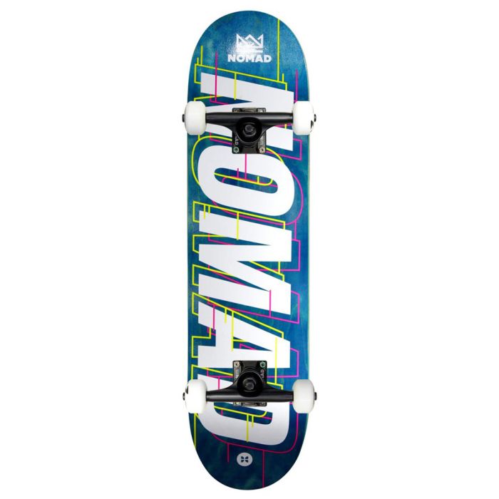 Monopatín completo Nomad Skateboards Glitch. 8.0" x 31.75". Concavo Medio. Ruedas Nomad Crown logo, 52mm x 33mm. 99a. Color: Azul Verdoso. (Unidad)