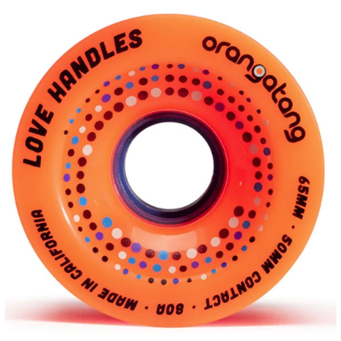 Ruedas de Longboard Orangatang Love Handles 65mm x 45mm. 80a. Superficie de contacto. 37mm.
Color: Naranja
(4 Unidades)