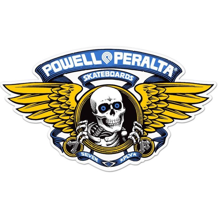 Pegatina de Powell Peralta Sticker Winged Ripper. Tamaño 5" x 3". 12.6 cm. x 7.56cm.
 White/Blue