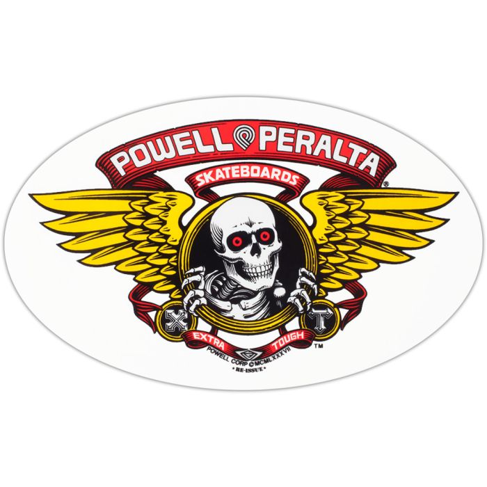 Pegatina de Powell Peralta Sticker Winged Ripper. Tamaño 5" x 3". 12.6 cm. x 7.56cm.
 White/Red