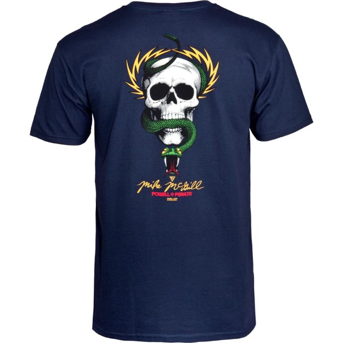 Camiseta de manga corta Powell Peralta Mike Mcgill Skull And Snake. Color: Azul Marino