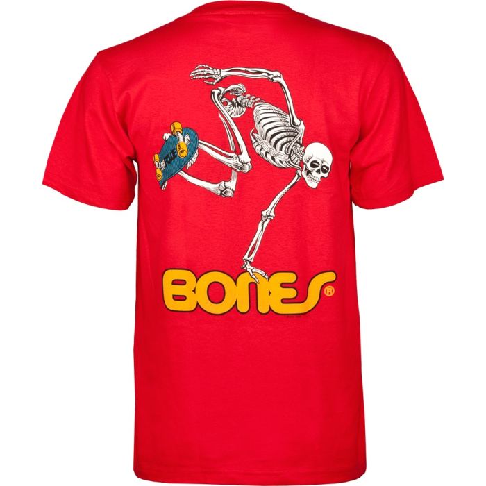 Camiseta de manga corta Powell Peralta Skateboard Skeleton. Color: Rojo
