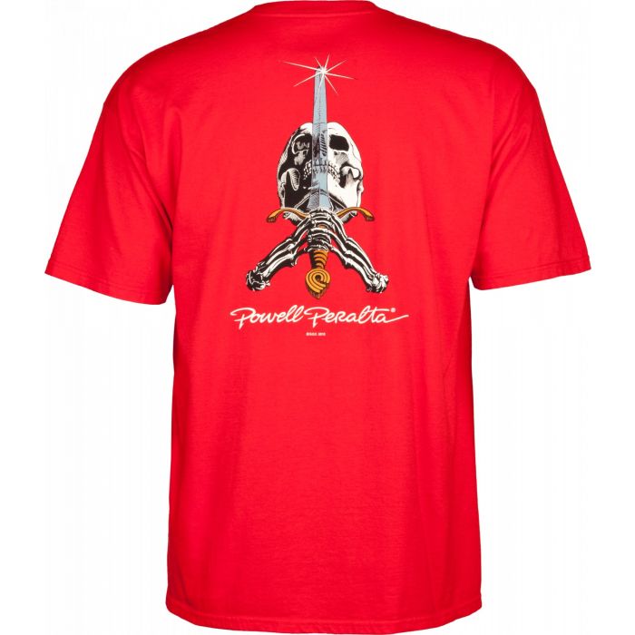 Camiseta de manga corta Powell Peralta Skull & Sword. Color: Rojo