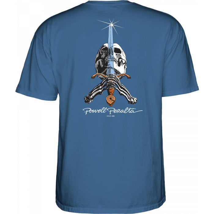 Camiseta de manga Corta Powell Peralta Skull and Sword. Color: Blue