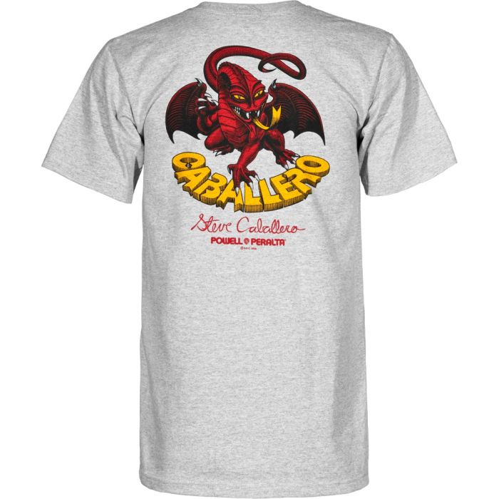 Camiseta de Manga Corta Powell Peralta Steve Caballero Classic Dragon. Color: Gris Jaspeado