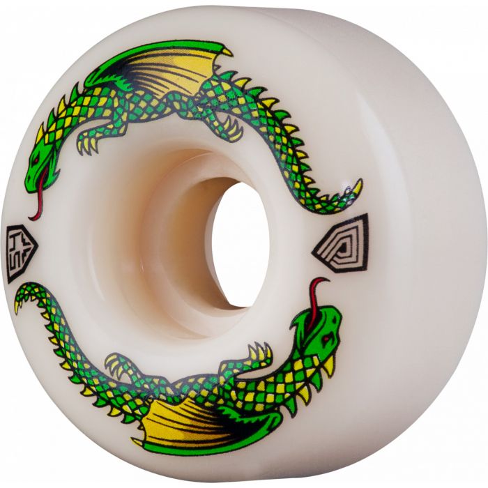 Ruedas de monopatín Powell Peralta Formula Green Dragon, 54mm. x 32mm. 93a. Color: Blanco. (4 Unidades)