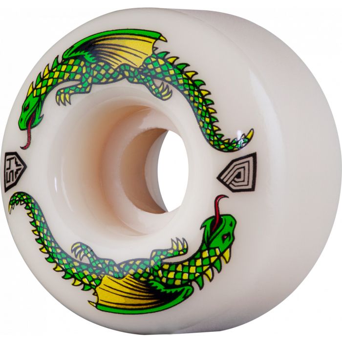 Ruedas de monopatín Powell Peralta Formula Green Dragon, 54mm. x 34mm. 93a. Color: Blanco. (4 Unidades)