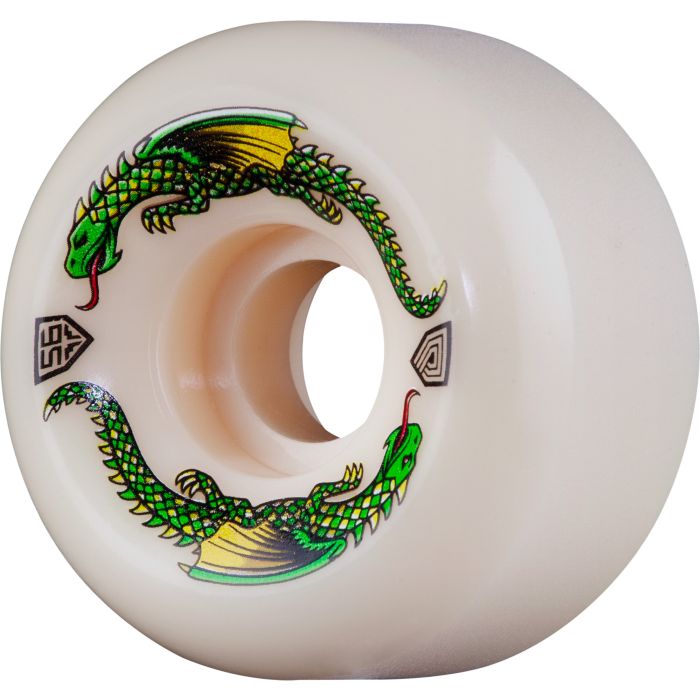 Ruedas de monopatín Powell Peralta Formula Green Dragon, 56mm. x 36mm. 93a. Color: Blanco. (4 Unidades)
