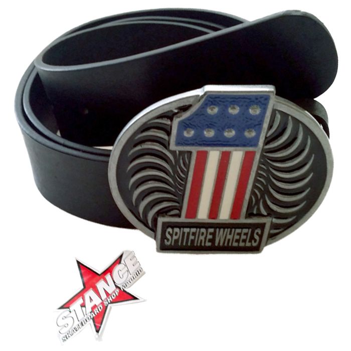 Cinturón de piel Spitfire # 1. Color: Negro. (Unidad)