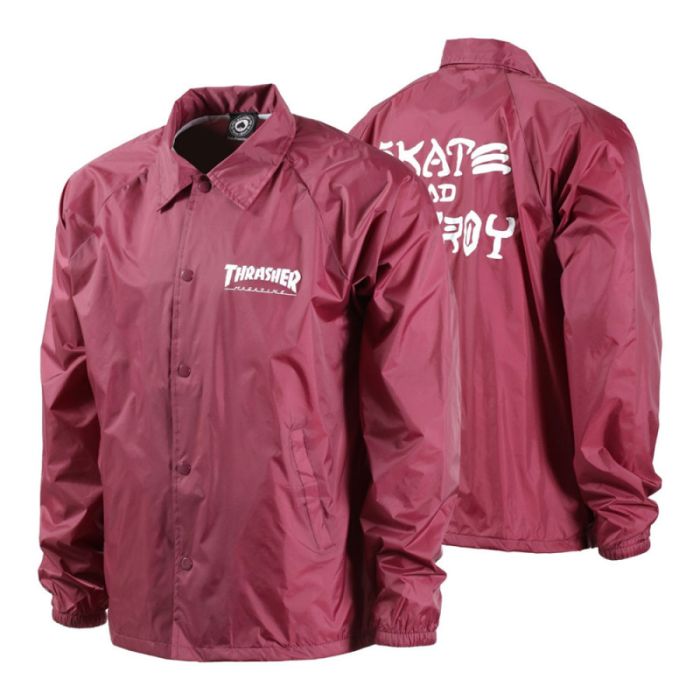 Chaqueta Thrasher Skate and Destroy coach jacket. Color: Granate