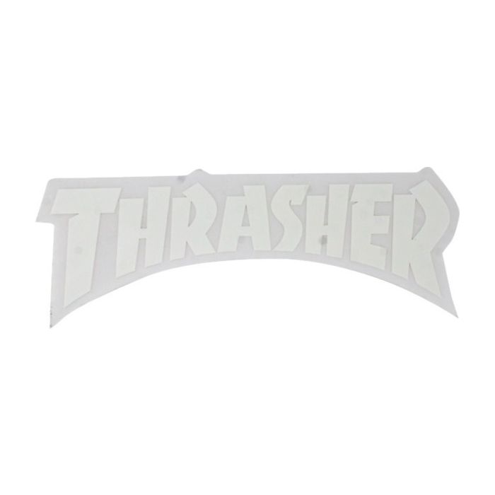 Pegatina Thrasher Mag Die Logo. Color: White . Tamaño 15,24/6"