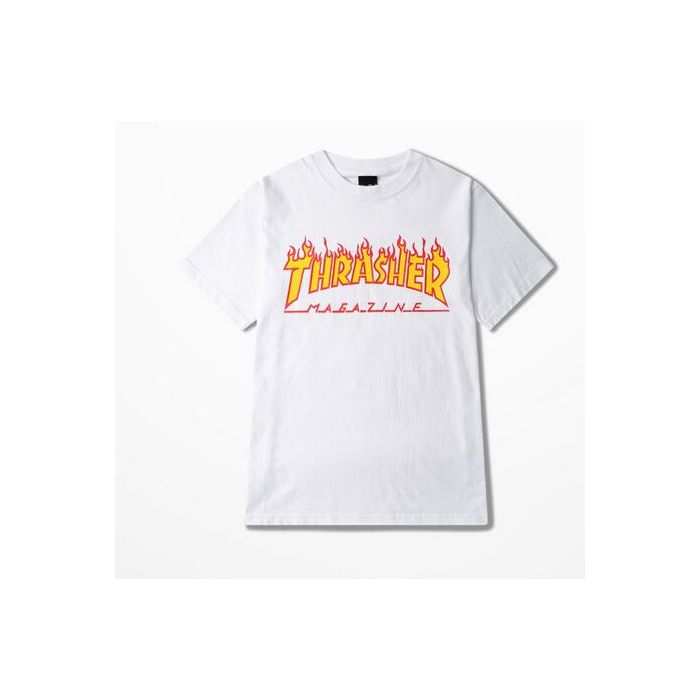 Camiseta Thrasher Flame Logo. Color: Blanco