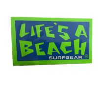 Adhesivo Life’s a Beach logo design by Mark “Boogaloo” Baagoe 6" Color: Verde/Azul
adhesivo vintage original, no es una reedicion.