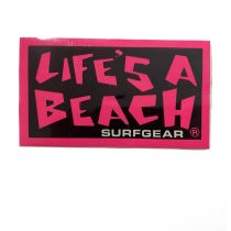 Adhesivo Life’s a Beach logo design by Mark “Boogaloo” Baagoe 6" Color: Rosa/Negro
adhesivo vintage original, no es una reedicion.