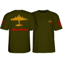 Camiseta de manga corta Bones Brigade Bomber. Color: Verde Militar. (Unidad) 