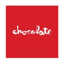 Adhesivo Chocolate Skateboards  Red Square Sticker 4" x 4" Color: Rojo