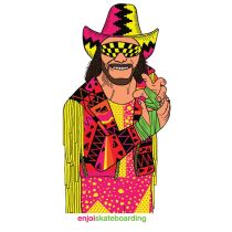 Adhesivo de monopatín Enjoi Body Slam Macho Man 5.75" X 3.75". (Unidad)