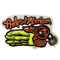 Adhesivo New Deal NOS Andrew Morrison Hand. Color: Naranja/Amarillo