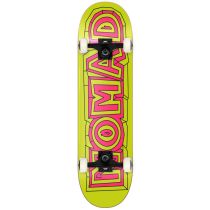 Monopatín completo Nomad Skateboards Cavern 8.0" x 32.0'. Concavo medio. Ruedas Nomad Crown Logo, 52mm x 33mm. 99a. Color: Amarillo. (Unidad)