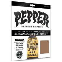 Lija Pepper Griptape Alphanumeric Custom 9" x 33". Coloe: Negro