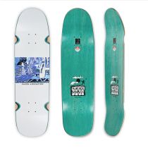 Tabla de monopatín Polar Aaron Herrington Serenade 8.625" x 32.0" Color, Blanco/ Azul