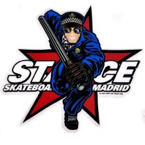 Pegatina de Stance Skateboard Police 3"x 3.5". Color: Azul.
