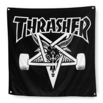 Pancarta Thrasher Skate Goat. Color: Negro/Blanco. Tamaño: 91x91 cm.
 Banner de poliéster, con anillas de metal en las 4 esquinas. 