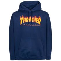 Sudadera con capucha Thrasher Flame Logo. Color: Azul Marino