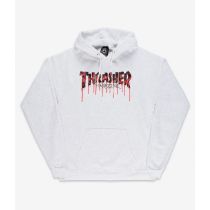 Sudadera con capucha Thrasher Blood Drip Logo Hoodie Color: Gris Talla 