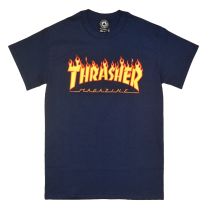 Camiseta Thrasher Flame Logo Color, Azul Marino